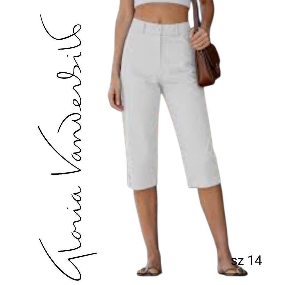 Gloria Vanderbuilt White Stretch Comfort Amanda Crop Capri Pants FREE SHIPPING